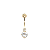 14kt Round Stone Belly Ring